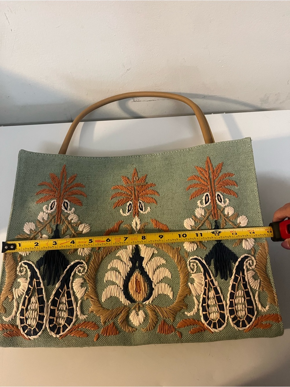 Spartina 449 Daufuskie Island Embroidered Jute Tote Bag Leather Handle Coastal - Picture 10 of 12